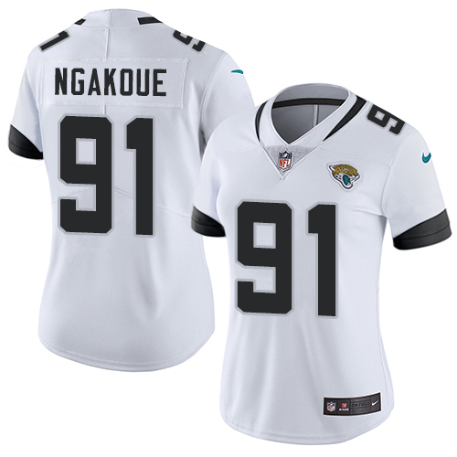 Nike Jacksonville Jaguars 91 Yannick Ngakoue White Women Stitched NFL Vapor Untouchable Limited Jersey
